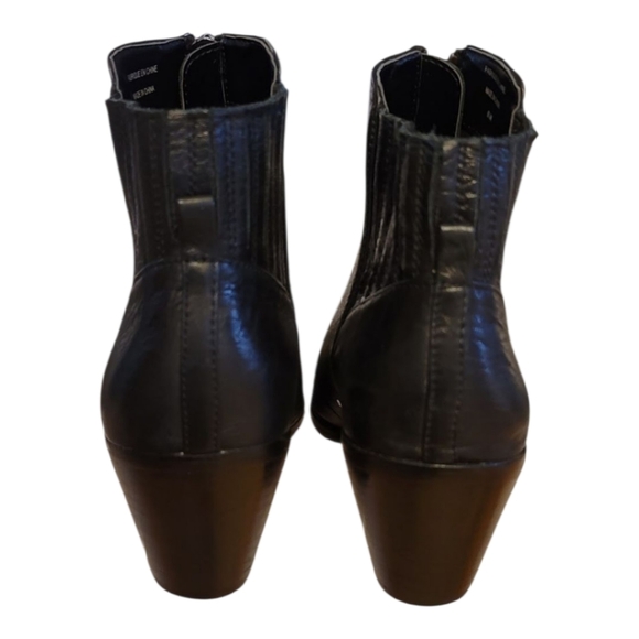 ANTHROPOLOGIE, Avec Les Fellis, Size 6.5 Zip Upp Black Leather Bootie, Euc - Picture 12 of 14